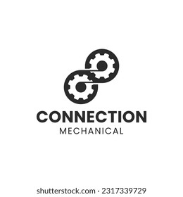 El logotipo ilustra los engranajes interconectados. Es adecuado para logotipos mecánicos