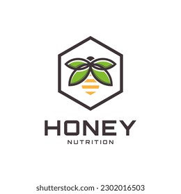 The logo illustrates a wasp with leaf wings. It is suitable for use as a natural honey brand logo.