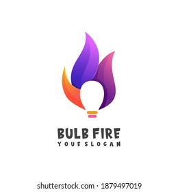 Logo Illustratiom Bulb And Fire Colorful Gradient Vector Design