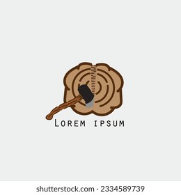 logo illustration of an ax splitting wood