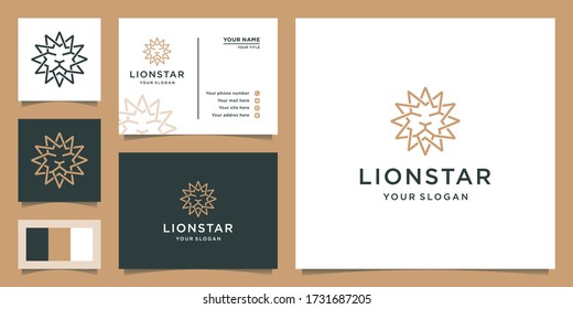 logo illustration of a blend of stars and lions with an outline. lion logo. Design logos, icons and business cards. Premium vector.