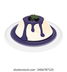 Logo Illustration of a blueberry Panna Cotta or blueberry jelly custard pudding