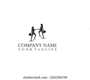 Logo Illustration of business women helping each other achieve success
