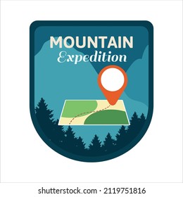 logo illustration of camping and adventure in the wild and mountains