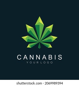 Ilustración del logotipo estilo de color gradiente geométrico del cannabis