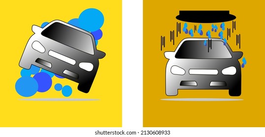 Logo illustration of a car wash, automotive cleaner.
