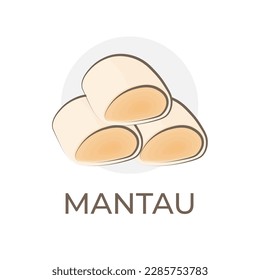 Logo Illustration Cartoon Mantau Chinese Steamed Round Bun