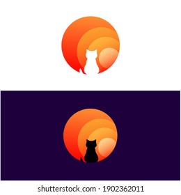 Logo Illustration CAT Colorful Gradient Design Vector