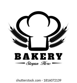 The logo is an illustration of a chef's hat forming a loaf of bread with 4 buckets of wheat, giving the power of a logo for a bakery or wheat processing food.