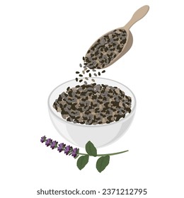 Logo Illustration of Chia Seeds Poured Into a Bowl