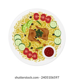 Logo Illustration of Chicken kebuli rice or Nasi kebuli Ayam