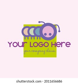 Logo illustration for children. It is a fun colorful worm. Childish and modern illustration. Children's logo. Illustration for schools, kindergartens and schools. Creative and artistic logo.