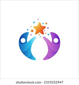 Logo illustration of children reaching for the stars