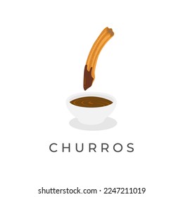 Logo Illustration of Churros Dipped in Chocolate Sauce