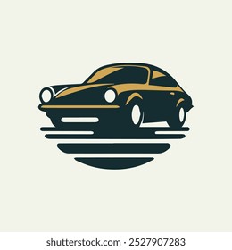 Logo illustration of a classic car with a combination of brown and black