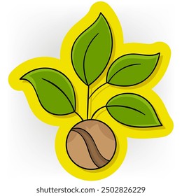 logo illustration for clean environment and back to nature, plant shoots with leaves and seeds