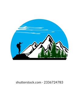 logo illustration of a climber looking at the mountain