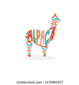 Logo illustration of colorful letters forming an alpaca