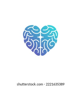 a logo illustration of a combination of love and brain