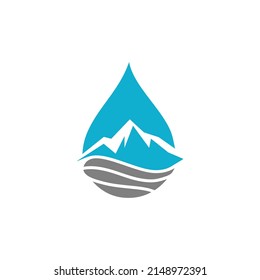 a logo illustration of a combination of mountains and water