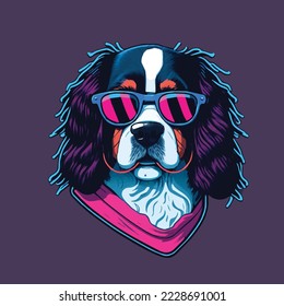 Ilustración del logotipo Estilo de la caricatura del perro genial