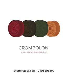 Logo Illustration of Cromboloni croissant bomboloni or new york roll in various colors 