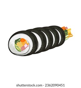 Logo Illustration of  Cut Korean Sushi Gimbap or Kimbap