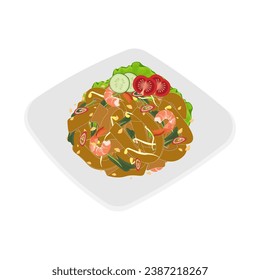 Logo Illustration Delicious Char kway teow kwetiaw kwetiau