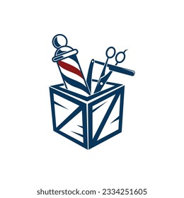 logo illustration depicting barber equipment