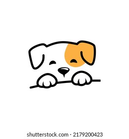 logo illustration depicting shy dog, suitable for pet company