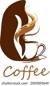 Logo-Illustrationskonzept für Kaffeetasse und Kaffeebohnen. bereit, Ihre Bedürfnisse zu nutzen Sir und Madam. 