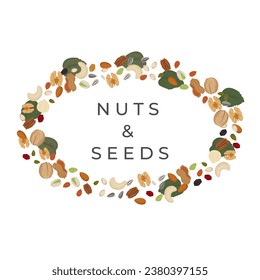 logo illustration of dried nuts and seeds oval background