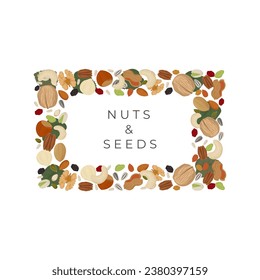 logo illustration dried nuts and seeds square background