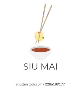 Logo Illustration of Dumpling Shumai siu mai siomai Eaten With Sauce