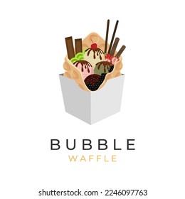 Ilustración con el logotipo de la helada de helado de huevo con varios sabores