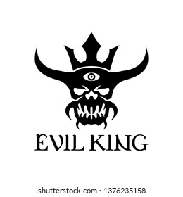logo illustration of Evil skull devil logo design  black and white - Logo Template