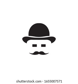 ilustración del logotipo de un sombrero y bigote para el negocio de la moda