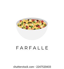 Logo Illustration of Farfalle Pasta or Butterfly Pasta Served in a White Bowl