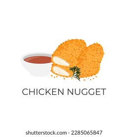 Logo Illustration of Fast food Chicken Nuggets Ready to Eat With Sauce