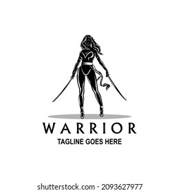 A Logo Illustration Of A Female Warrior Holding A Sword, Whether Used As A Brand Identity Or As Project Reference Material