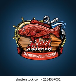 Logo or illustration for a fisherman team or shop with Red Snapper inscription.