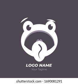 logo illustration of frog sticking out tongue