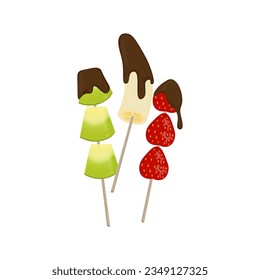 Logo Illustration of Fruit Satay Dipped in Melted Chocolate or Ice Kul kul