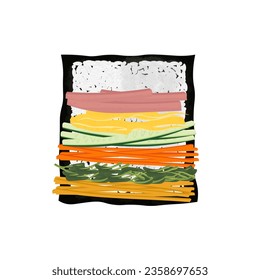 Logo Illustration of Gimbap or Kimbap Nori and Rolled Rice with Vegetable Filling