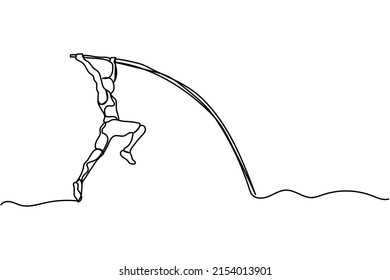 logo illustration hand drawn single continuous line pole vault