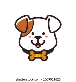 Logo illustration head cute of dog puppy wearing gold necklaces