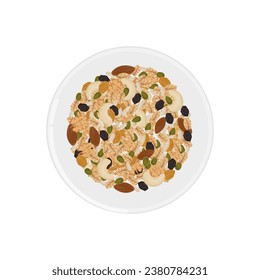 logo illustration of a healthy breakfast granola cereal with yoghurt