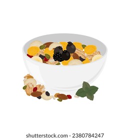 logo illustration of a healthy breakfast of granola cereal with yoghurt and fresh fruit