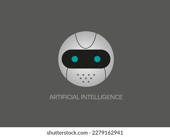 logo illustration of a high-tech, modern, intelligent artificial intelligence robot head suitable for a technology company logo or icon or for illustration of articles and content about artificial 