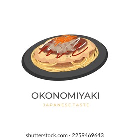 Logo Illustration of Hiroshima Style Okonomiyaki With Noodle Stuffing